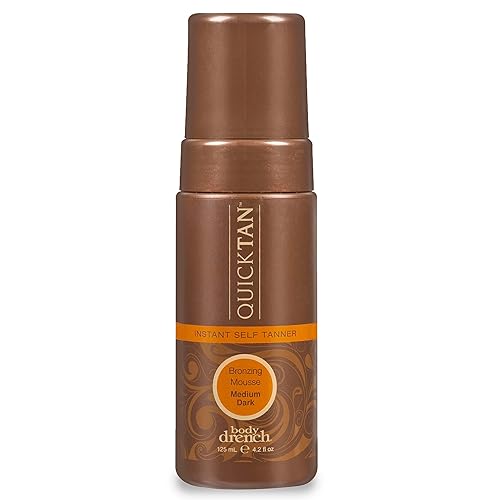 Body Drench QuickTan Self Tanner Mousse - Medium Dark Tan, Sunless Tanning Foam for Body, Natural-Looking Glow, 4.2 oz
