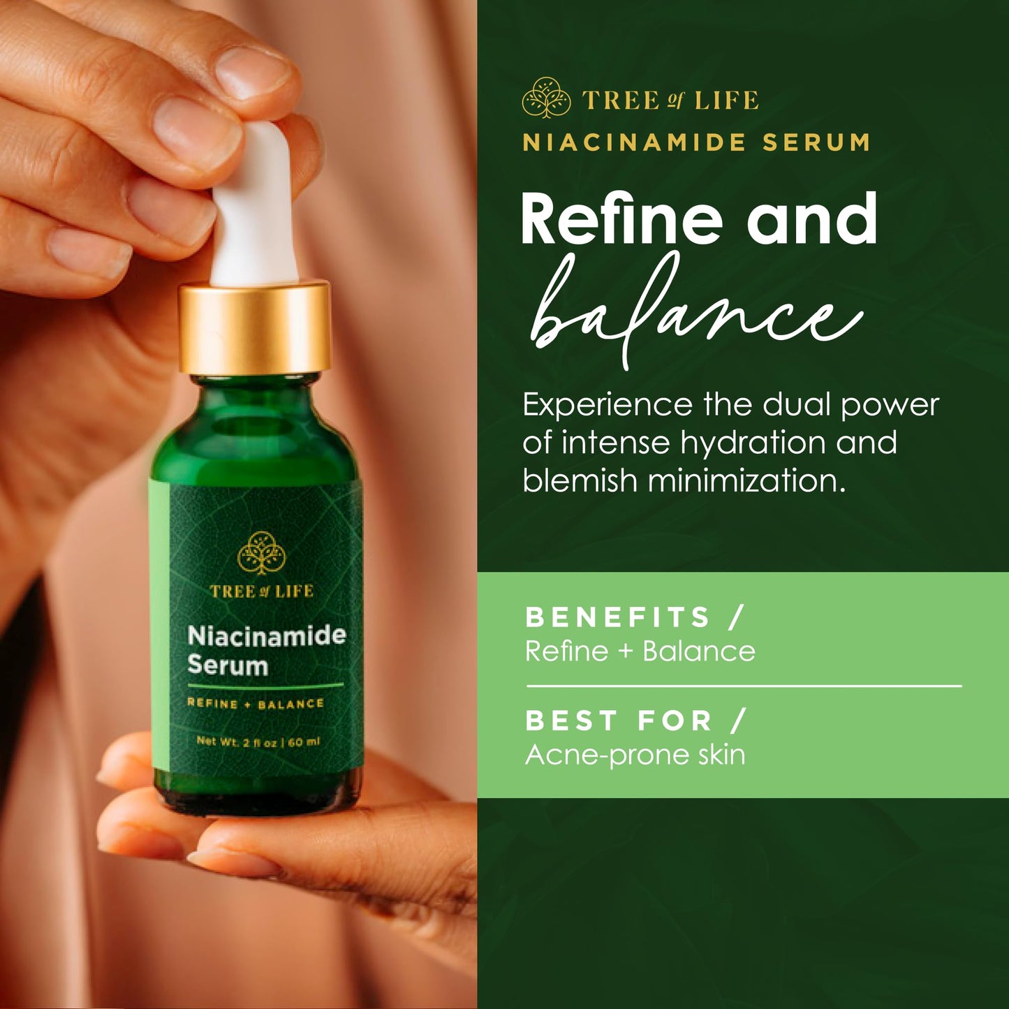 Tree of Life Beauty Skin Care Set, Brightening, Firming, Dry Face, Dermatologist Tested - Complete Hydration Trio, Vitamin C Serum, Niacinamide, Pro