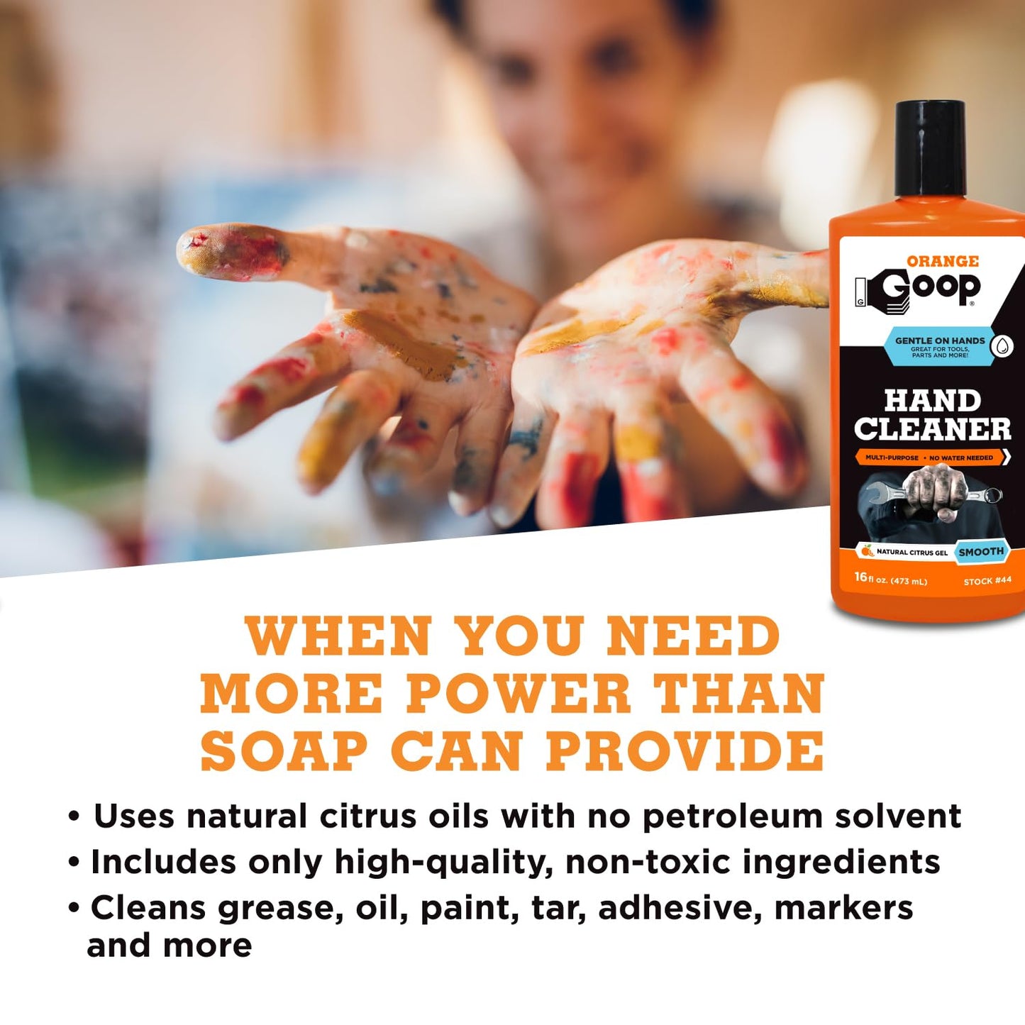 GOOP Orange Liquid Multi-Purpose Waterless Hand Cleaner - 16 oz Flip-Top Bottle