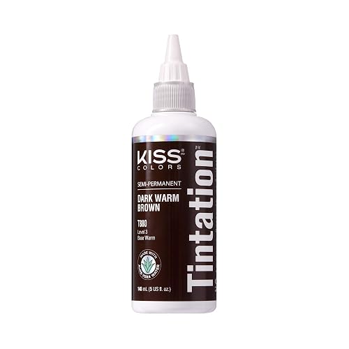 Red by Kiss Tintation Semi-Permanent Hair Color, Aloe Vera Water Based, Argan Oil, Olive Oil, Collagen & Keratin, Long-Lasting Color Dye (Dark Warm