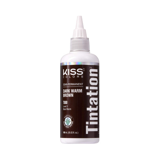 Red by Kiss Tintation Semi-Permanent Hair Color, Aloe Vera Water Based, Argan Oil, Olive Oil, Collagen & Keratin, Long-Lasting Color Dye (Dark Warm