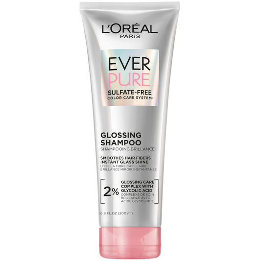L'Oreal Paris Glossing Sulfate Free Shampoo with Glycolic Acid, Hair Care for Lasting Shine and Smoothness for Dull, Dry Hair, EverPure, 6.8 Fl Oz Beauty & Personal Care L'Oreal Paris