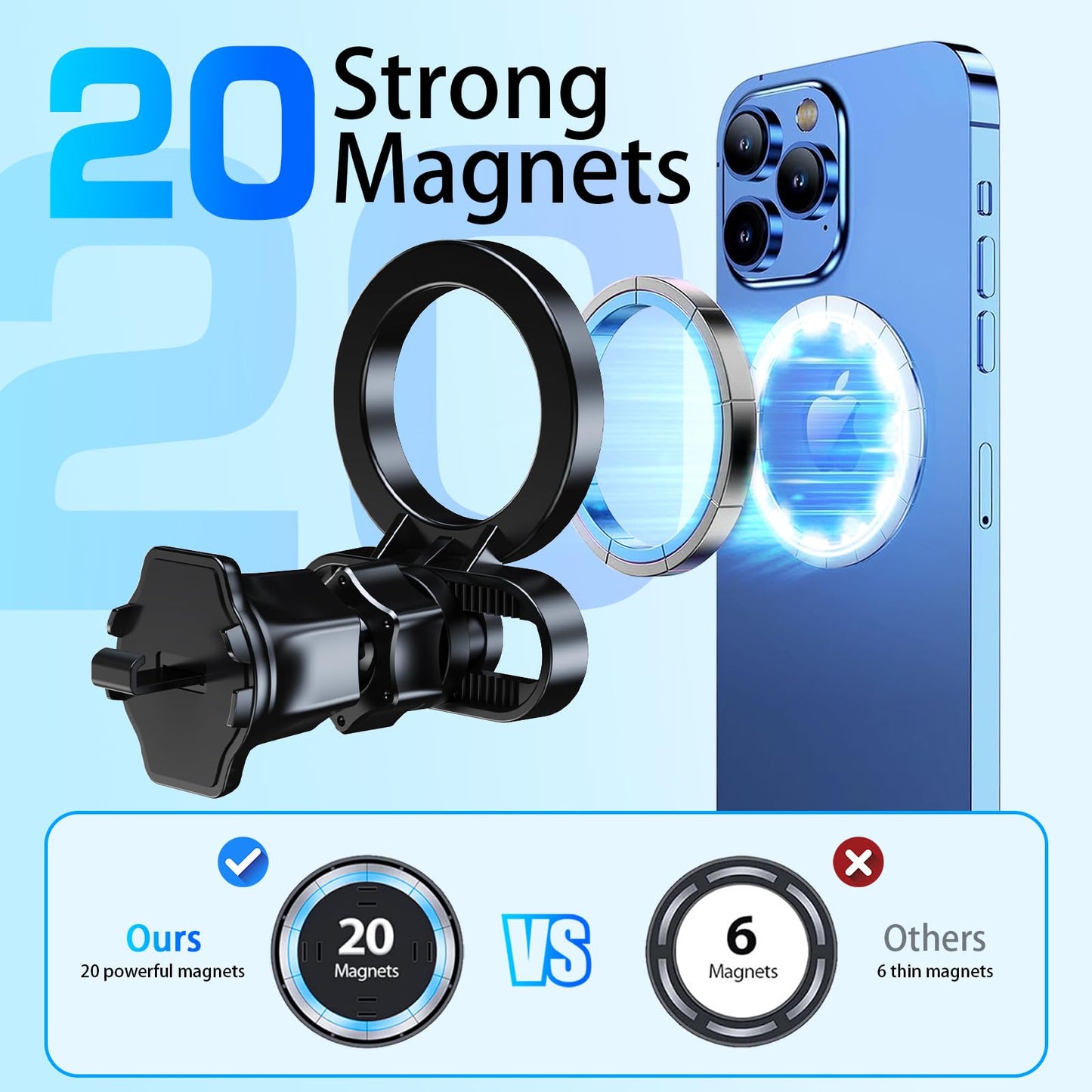 Mag safe Car Mount, Phone Holders for Your Car, [Strongest Magnets][Unlimited Angles]Magnetic Car Phone Holder Vent, Car Accessories for iPhone 16 15…