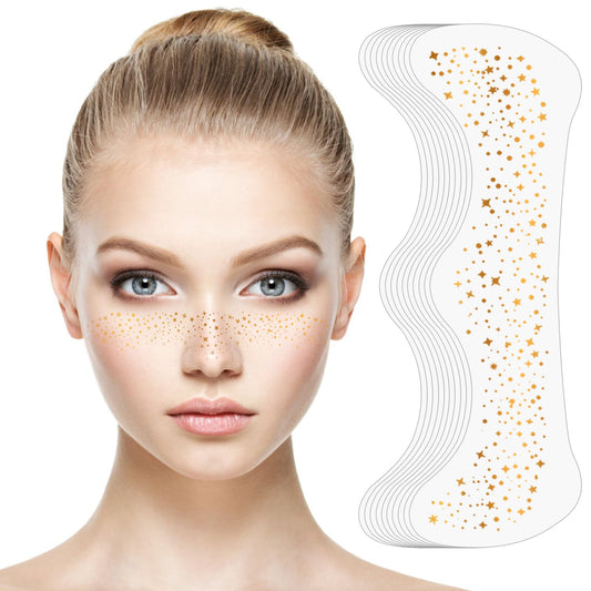 MESUADESI Makeup Patches Face Glitter Makeup, Beauty Fake Glitter Face Tattoos Long-Lasting Face Sparkles Gold Speckles Face Jewels For Women Rave