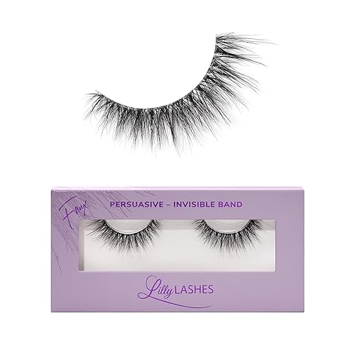 Lilly Lashes Sheer Band, False Eyelashes w/Invisible Band Lashes, False Lashes Natural Look, Wispy Lashes Style, Clear Band Lashes, Reusable Eyelashes