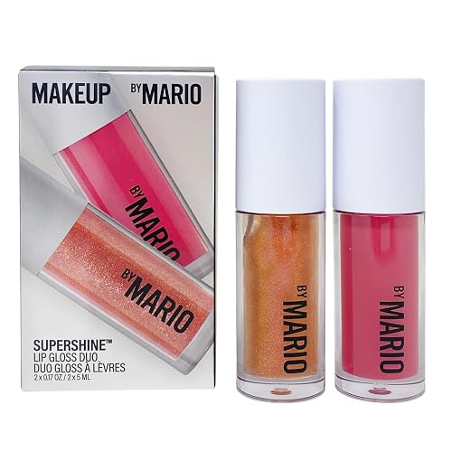 BY MARIO Makeup SuperShine Lip Gloss Duo Gift Set - Rose Gold and Rose Glaze (Full Size)