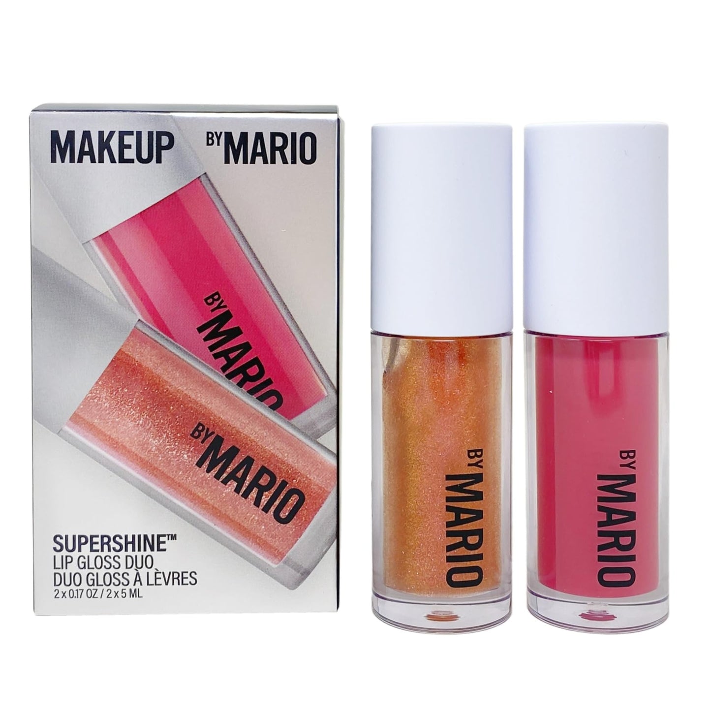 BY MARIO Makeup SuperShine Lip Gloss Duo Gift Set - Rose Gold and Rose Glaze (Full Size)