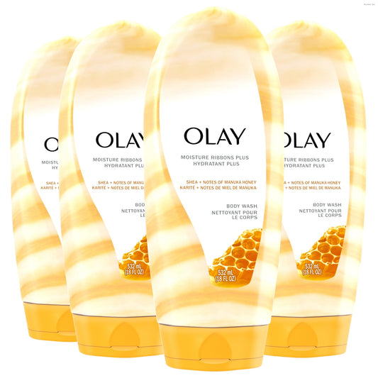 Olay Body Wash for Women, Moisture Ribbons Plus, Deep Conditioning & Moisturizing Formula, Long Lasting Smooth Soft Skin, For All Skin Types, Shea