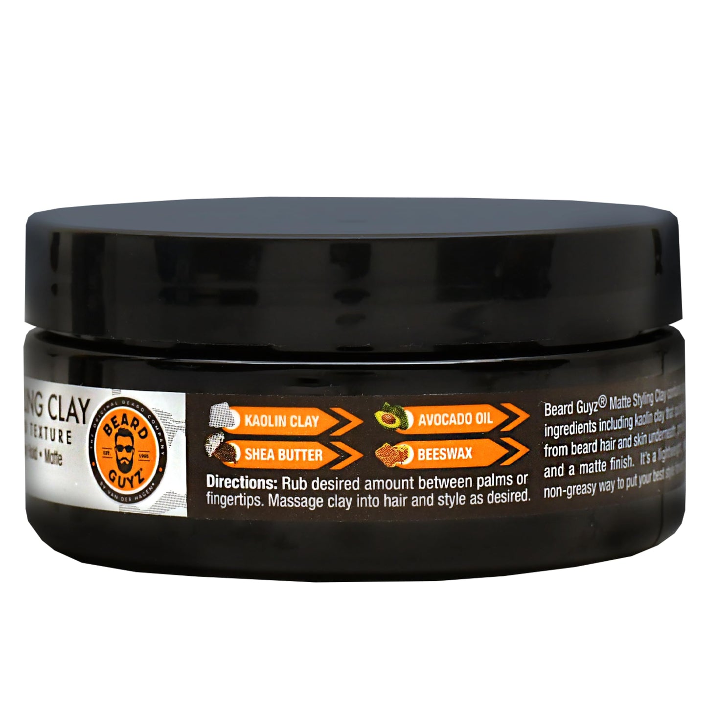 Beard Guyz Matte Styling Clay - Strong?Hold for Beard & Hair - Natural Texture & Matte Finish Styling Clay for Men’s Grooming, 3 oz
