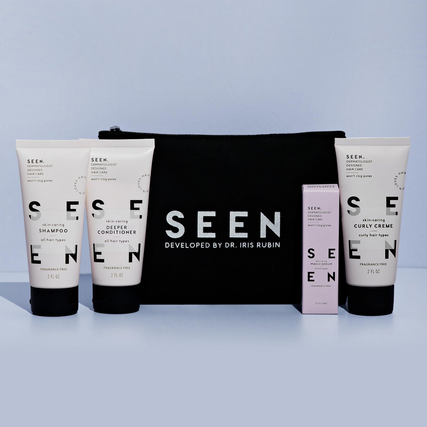 SEEN Curly On The Go Kit, Fragrance Free - Non-Comedogenic & Safe for Sensitive Skin - Curl-Defining Styling Hair Bundle - Anti Frizz - Heat