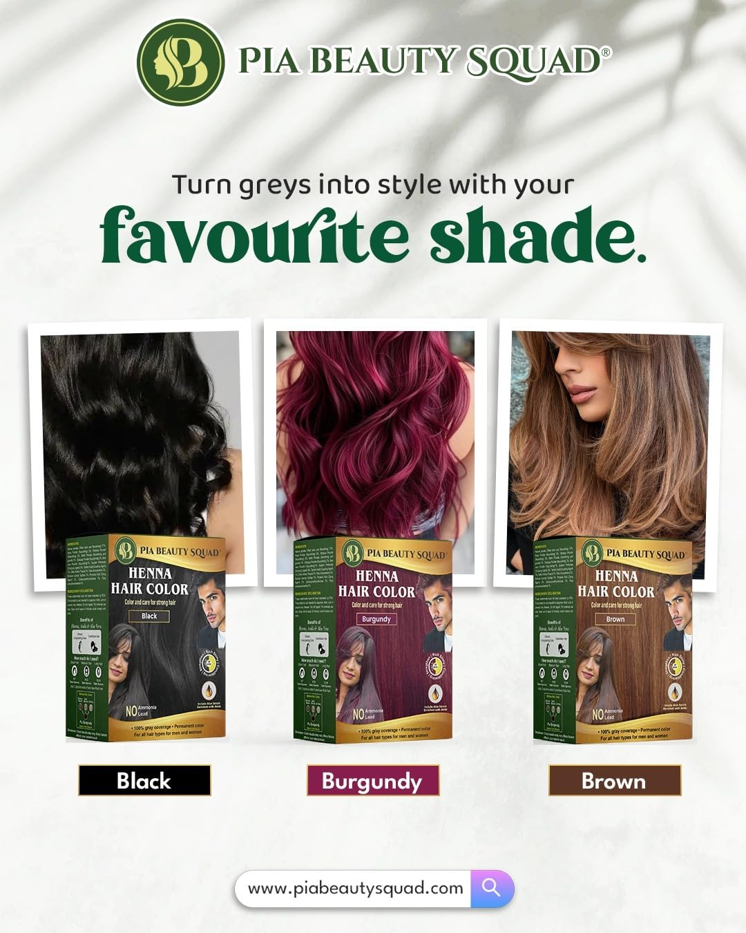 PIA Beauty Henna Hair Color Kit - Black - 30 Minute Ayurvedic Hair Dye with Serum - 100% Grey Coverage |Color mix+ Shine Serum | For Men & Women