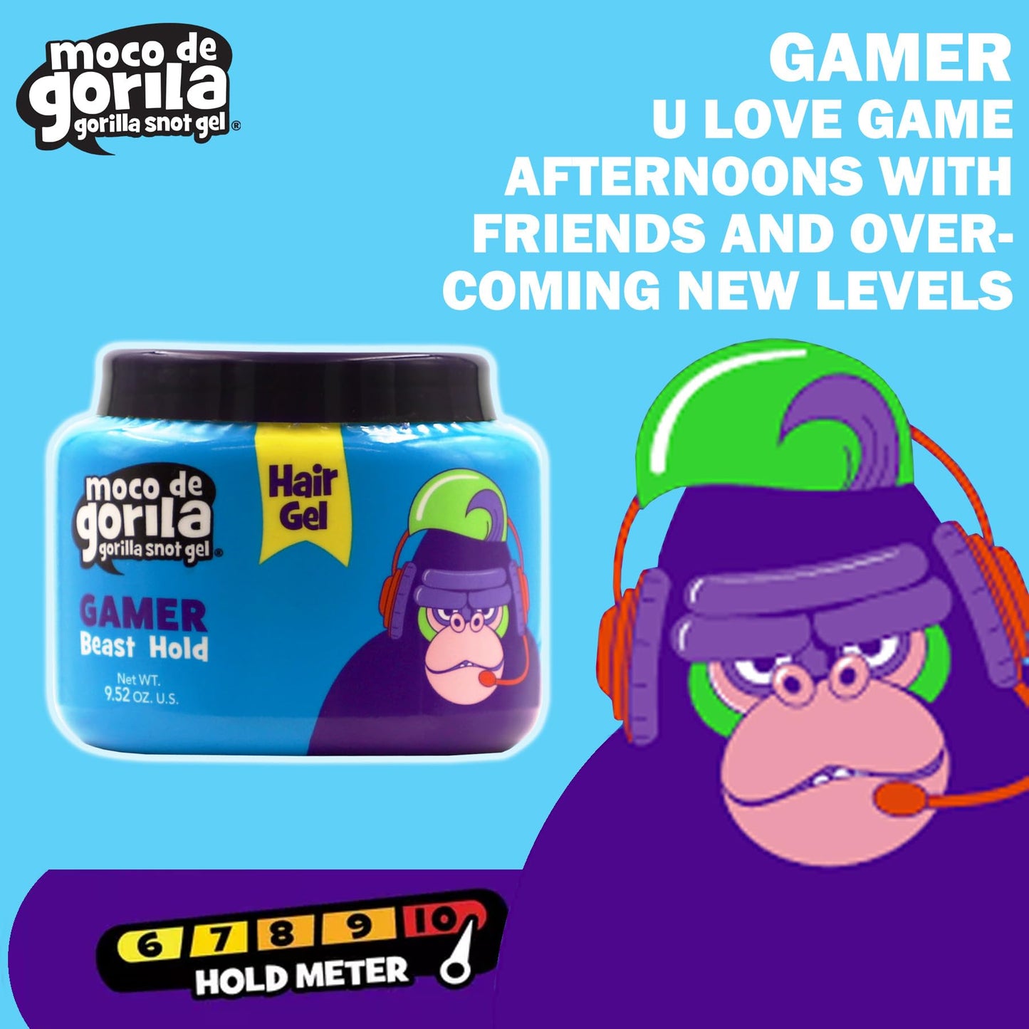 Moco de Gorila Gamer Hair Styling Gel, Gives Your Hairstyle a Long-Lasting Effect, Reactivate with Water, High Fixation, 9.52 Oz Jars (Pack of 3)