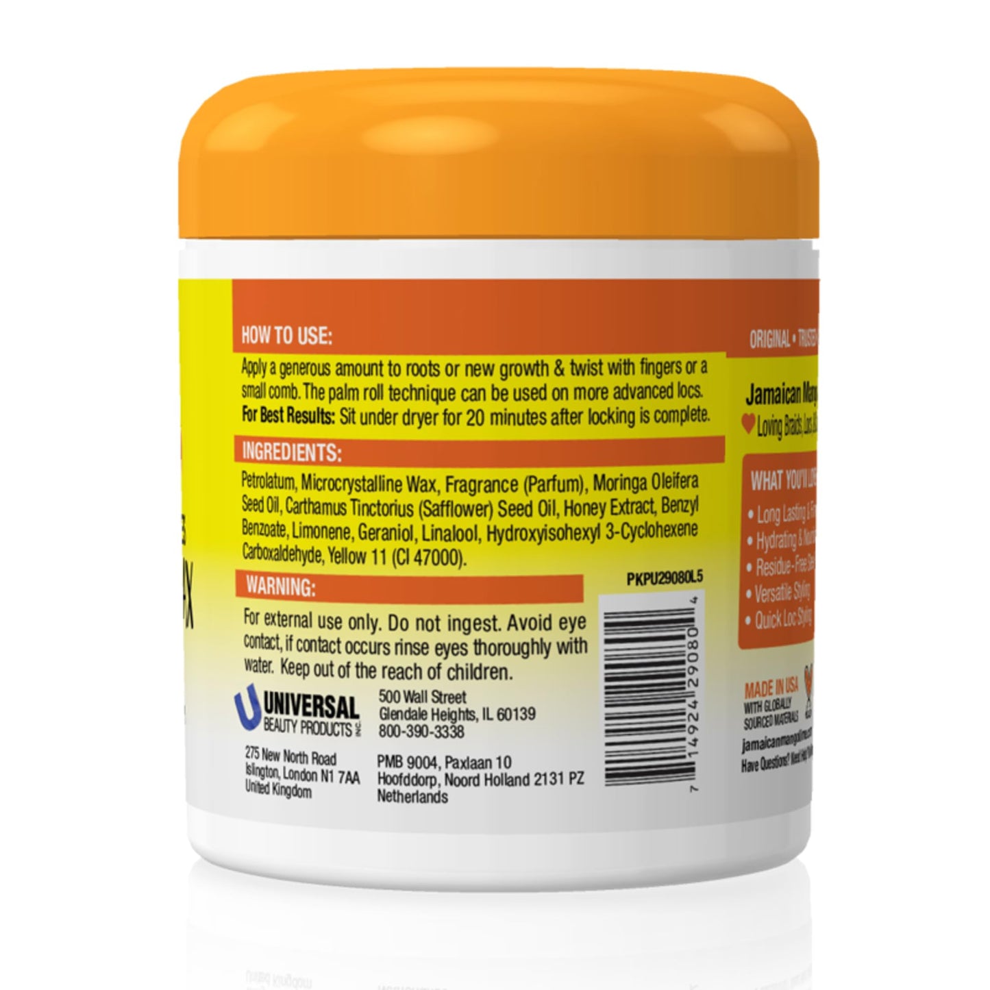 Jamaican Mango & Lime Love Your Locs Locking Creme Wax - Long-Lasting Hold for Locs, Twists & Braids - No Buildup Styling Wax with Natural Ingredients