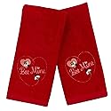 Serafina Home Soft Absorbent Funny Cotton Valentine Hand Towels: Embroidered Be Mine Bees Hearts on Red 2 Piece Set