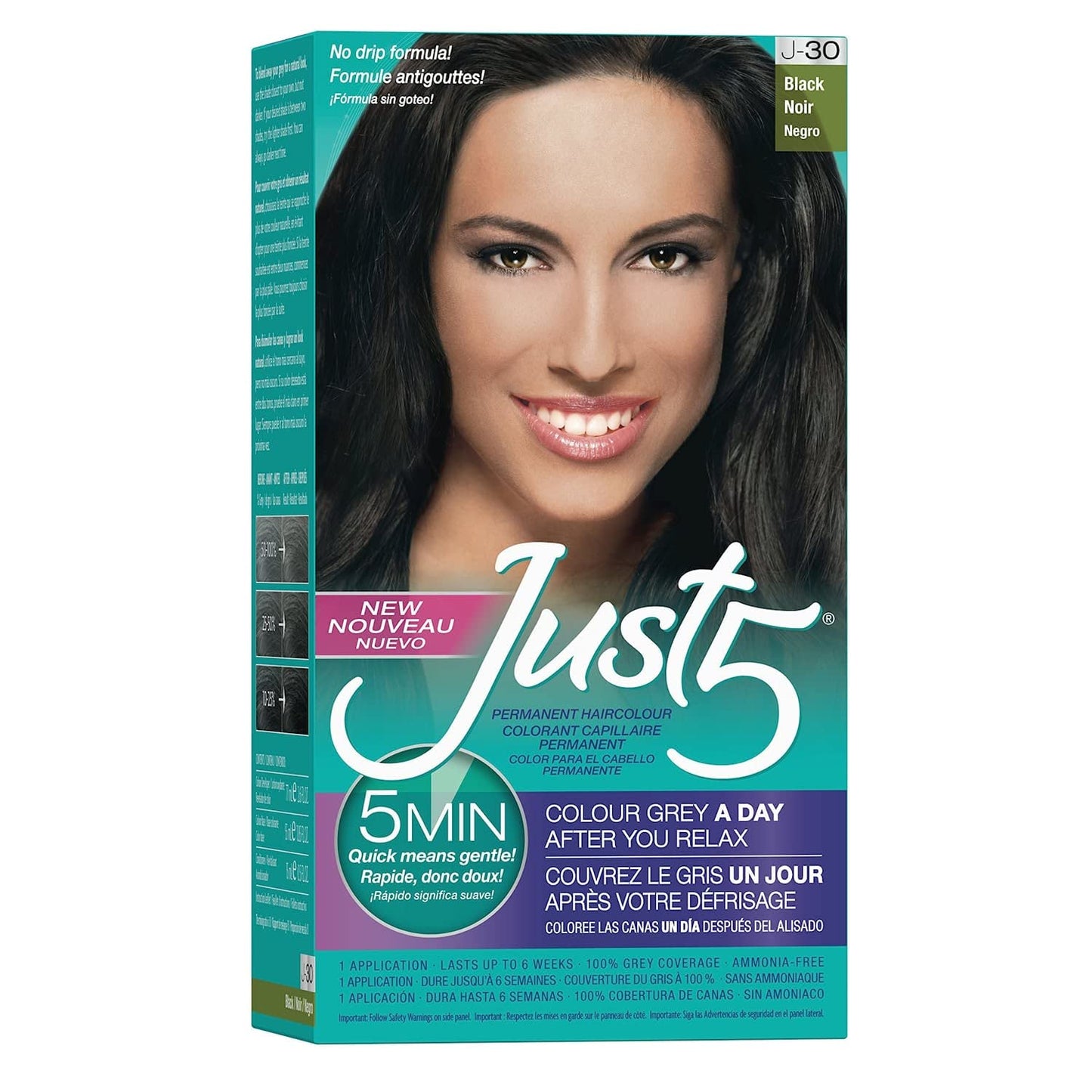 Just 5 Women's Hair Color, Black, J-30 (2 Pack)