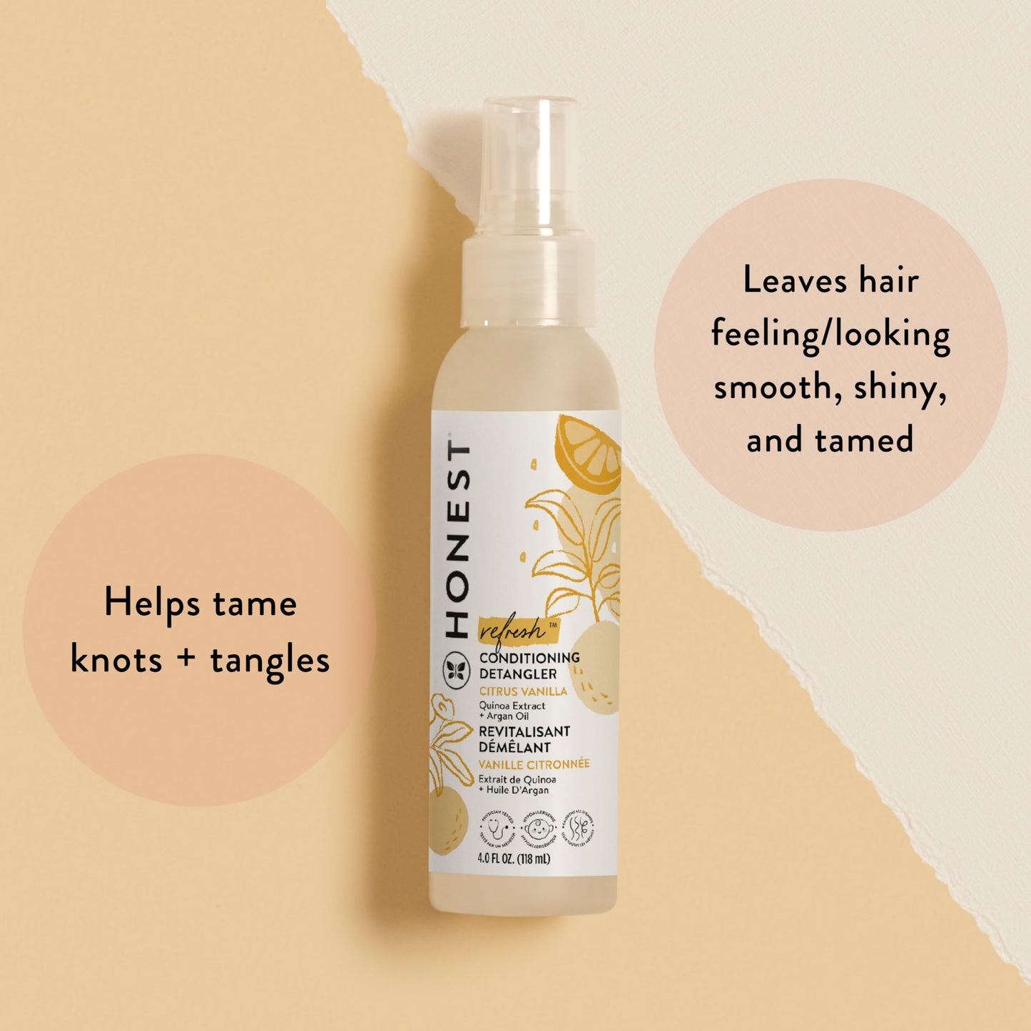 The Honest Company Conditioning Hair Detangler 3-Pack Leave-in Conditioner and Fortifying Spray, Tear Free Cruelty-Free, Hypoallergenic, Citrus