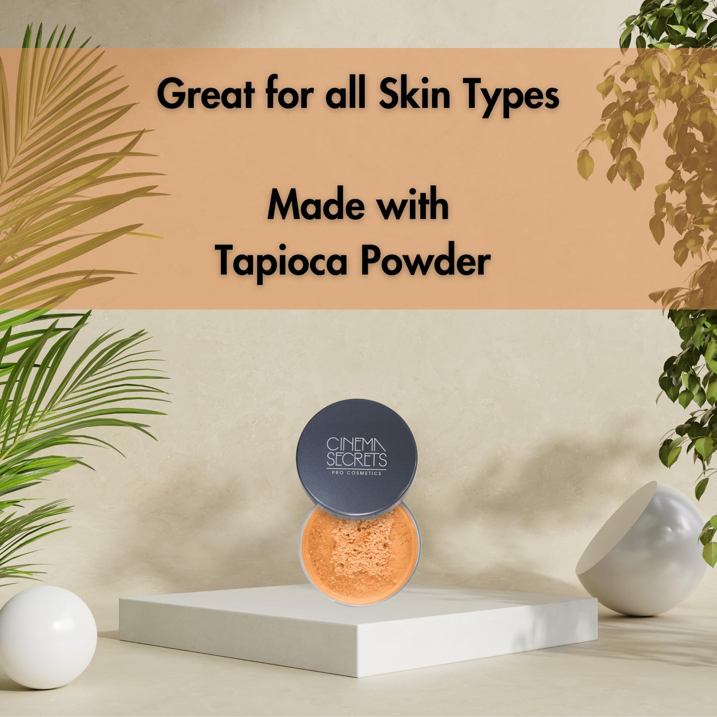 Cinema Secrets Ultralucent Setting Powder- Rich Tan Talc-Free Loose Mineral Powder for All Skin Types, Oil Control, Shine-Free Finish