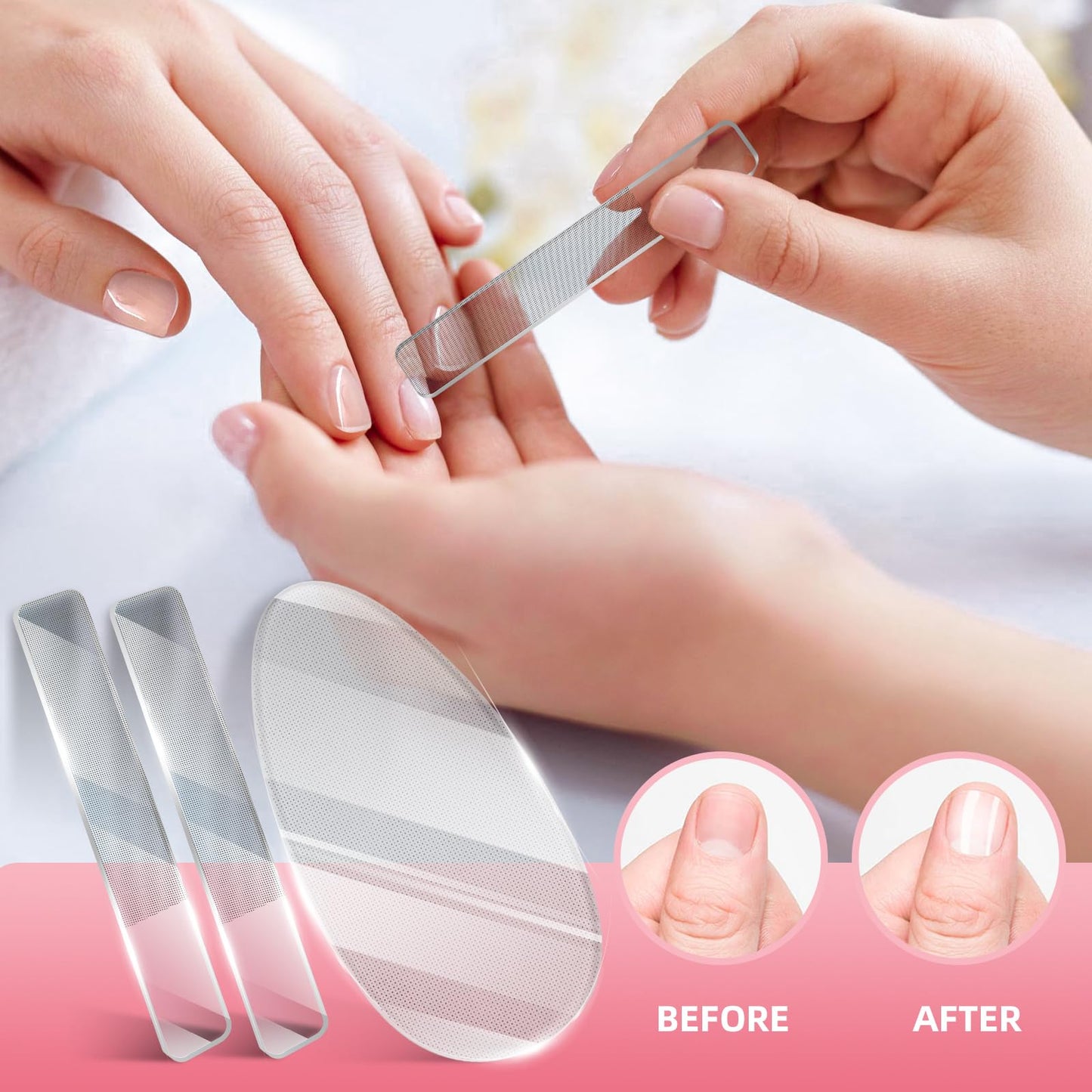 Nail File,Stainless Steel Nail File Set Contains 2 Nail Files with Anti-Slip Handle and Leather Case, Double Sided and Files Nails Easily,Nail Files Beauty and Personal Care RedFlow