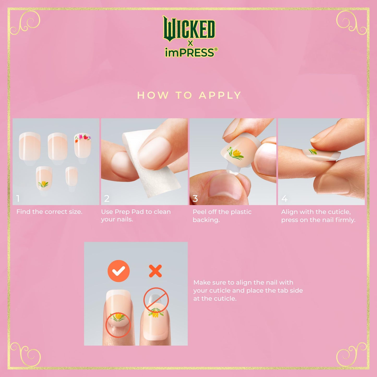 WICKED X imPRESS Press On Nails, New Improved Adhesive, Up To 10 Day Hold, ‘Unlikely Friendship’, Pink, Medium Almond, Includes 30 Fake Nails, 1 Prep Beauty & Personal Care imPRESS