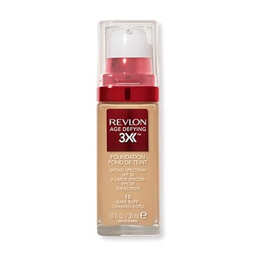 Revlon Liquid Foundation, Age Defying 3XFace Makeup, Anti-Aging and Firming Formula, SPF 20, Longwear Medium Buildable Coverage with Natural Finish