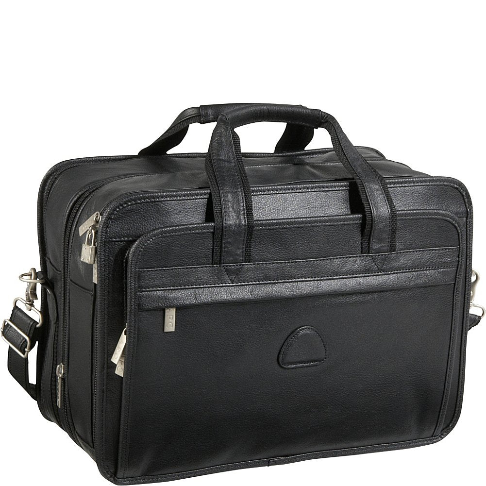 Amerileather Black Leather Practical Expandable Computer Case (#2438-0)