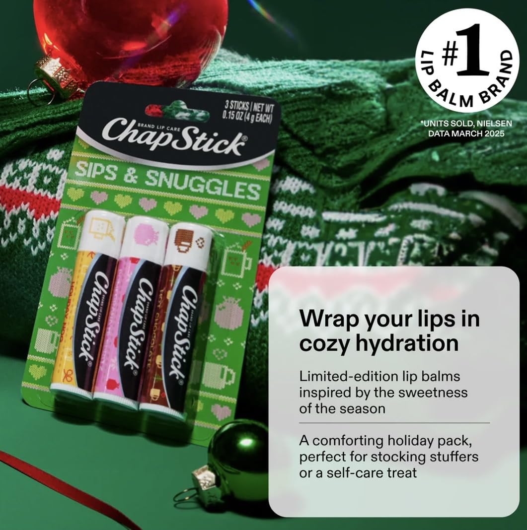 ChapStick Sips & Snuggles Lip Balm Holiday Gift Set, 3 Pack Variety