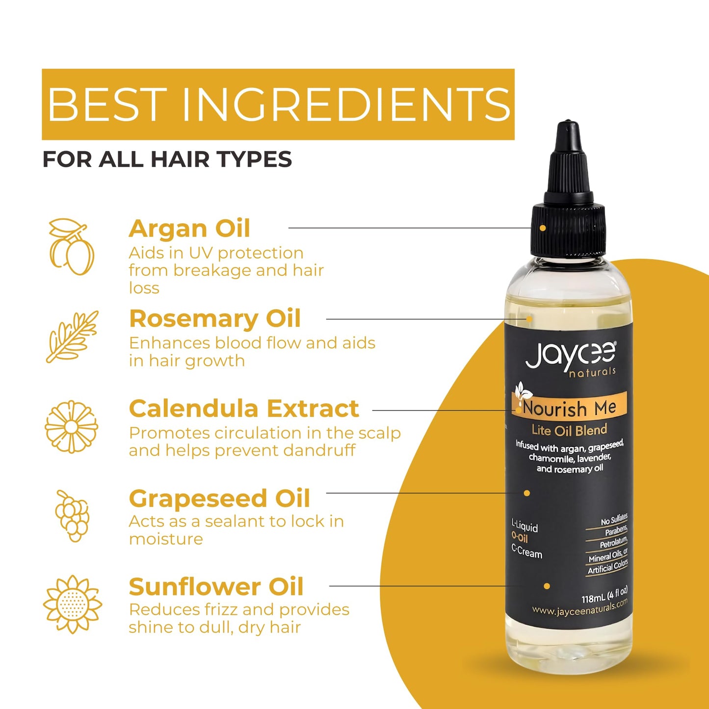 Jaycee Naturals Nourish Me Hair Oil with Grapeseed & Argan Oil, Calendula Extract & Rosemary Oil is Lightweight and Ideal for Sisterlocks and Braids