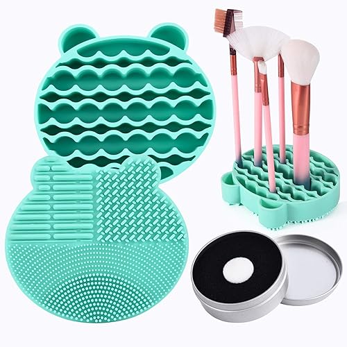 Silicon Makeup Brush Cleaner Mat with Brush Drying manual Make up cleaner cleanser machine Cosmetic Cleaning Pad+Makeup Dry Cleaned Quick Color