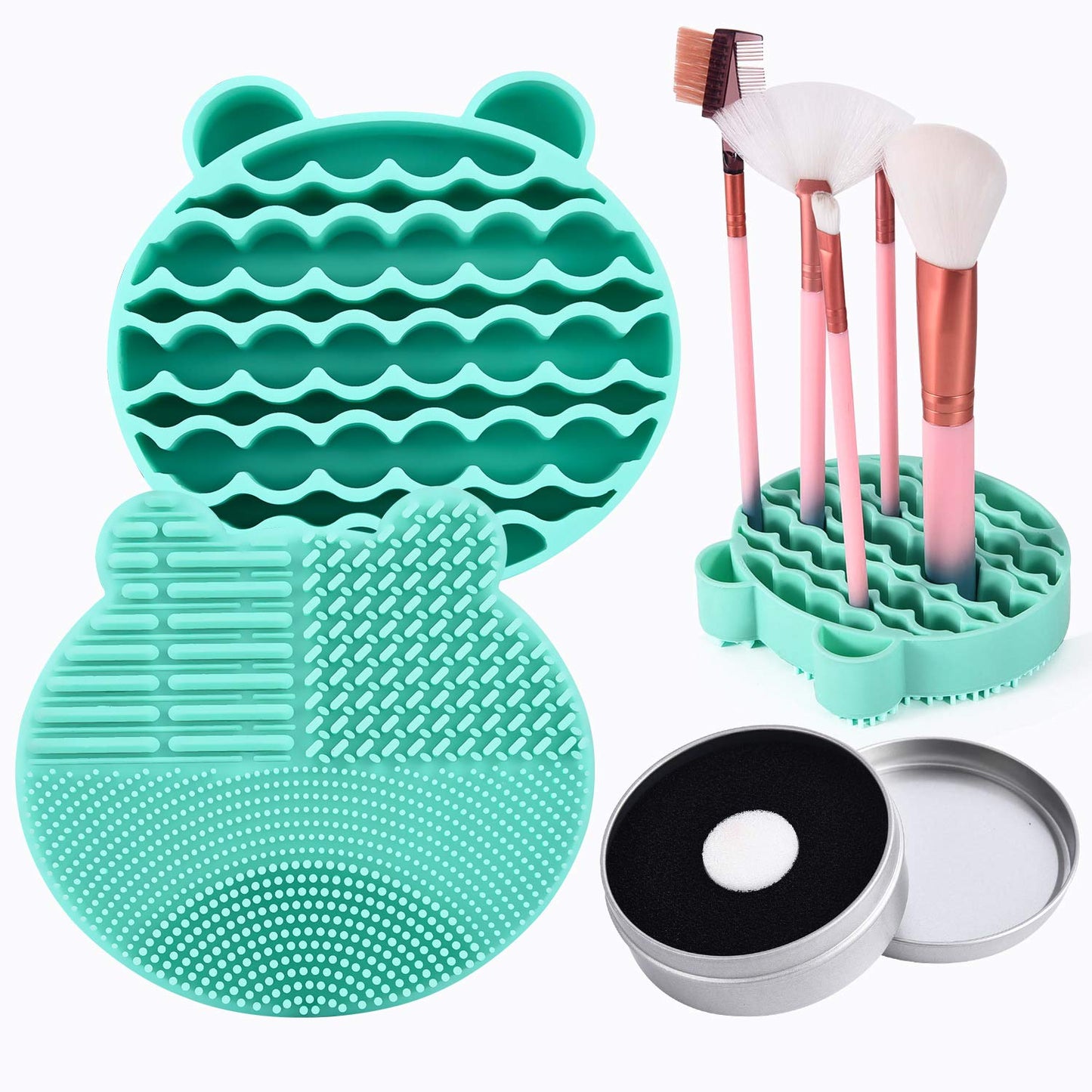 Silicon Makeup Brush Cleaner Mat with Brush Drying manual Make up cleaner cleanser machine Cosmetic Cleaning Pad+Makeup Dry Cleaned Quick Color