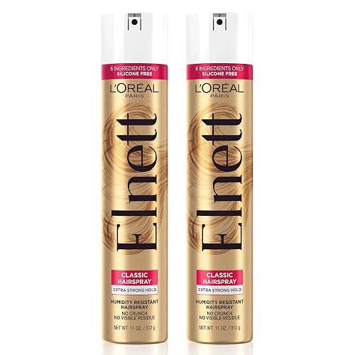 L'Oreal Paris Elnett Classic Hairspray, Suitable for Color Treated Hair, up to 72HR Extra Strong Hold Formula with Humidity Resistant Frizz Control