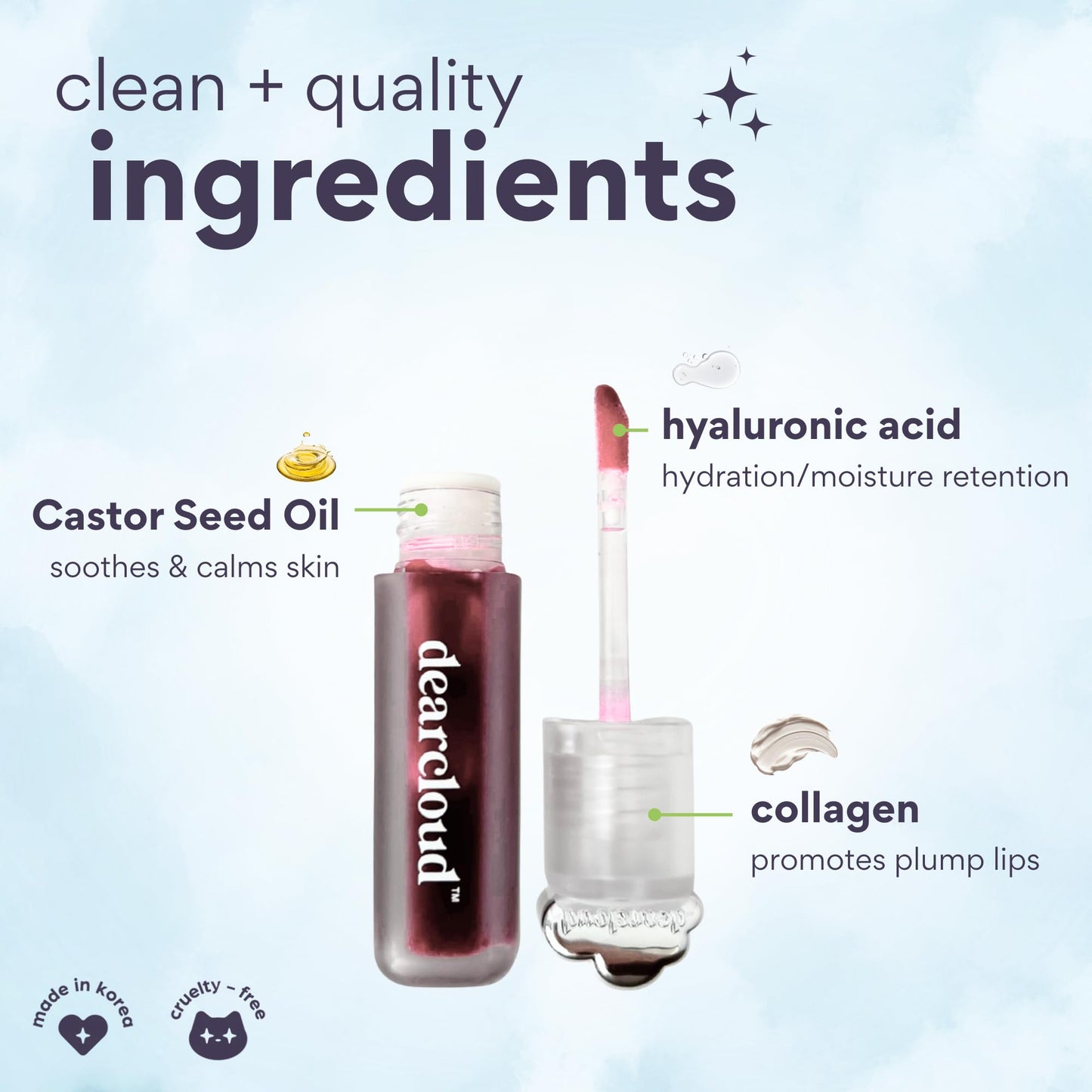 dearcloud Jelly Wave Lush Lip Oil - Tinted Lip Gloss and Lip Gloss for Women - Korean skincare essential - Lip Oil for Women with Collagen - Dreams