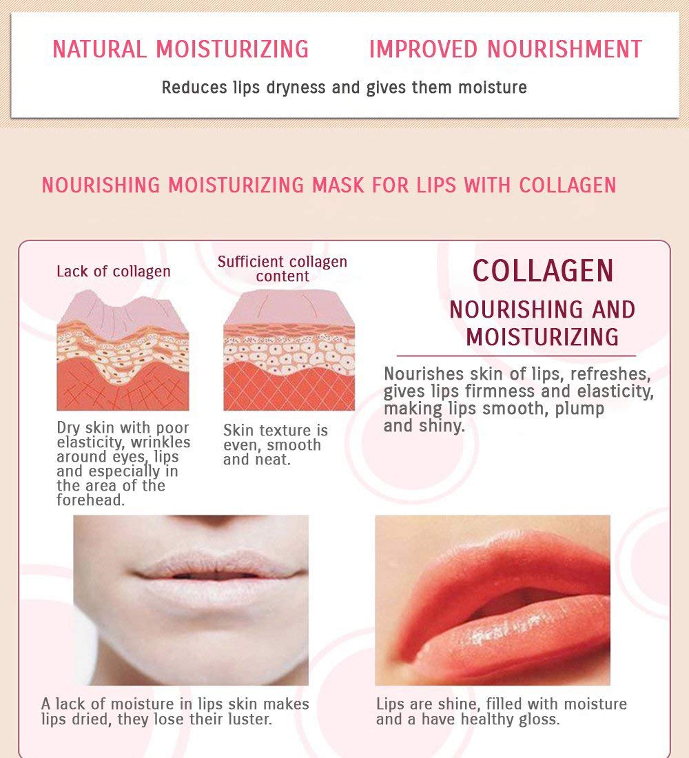 Felico Lip Mask, 30PCS Collagen Crystal Pink Care Gel Pads, Moisturizing Anti-Wrinkle Anti-Aging Firm Hydrate Lips, Remove Dead Skin Fine Lines