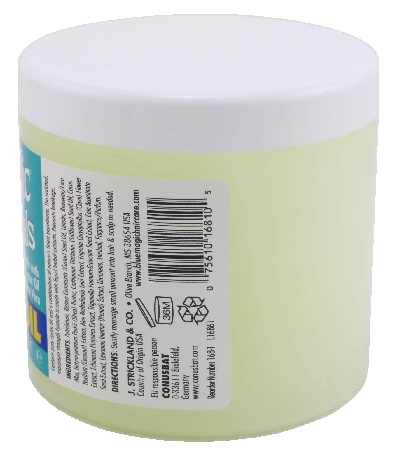 Blue Magic Castor Oil Hair & Scalp Conditioner 12 Ounce Jar (Pack of 6)