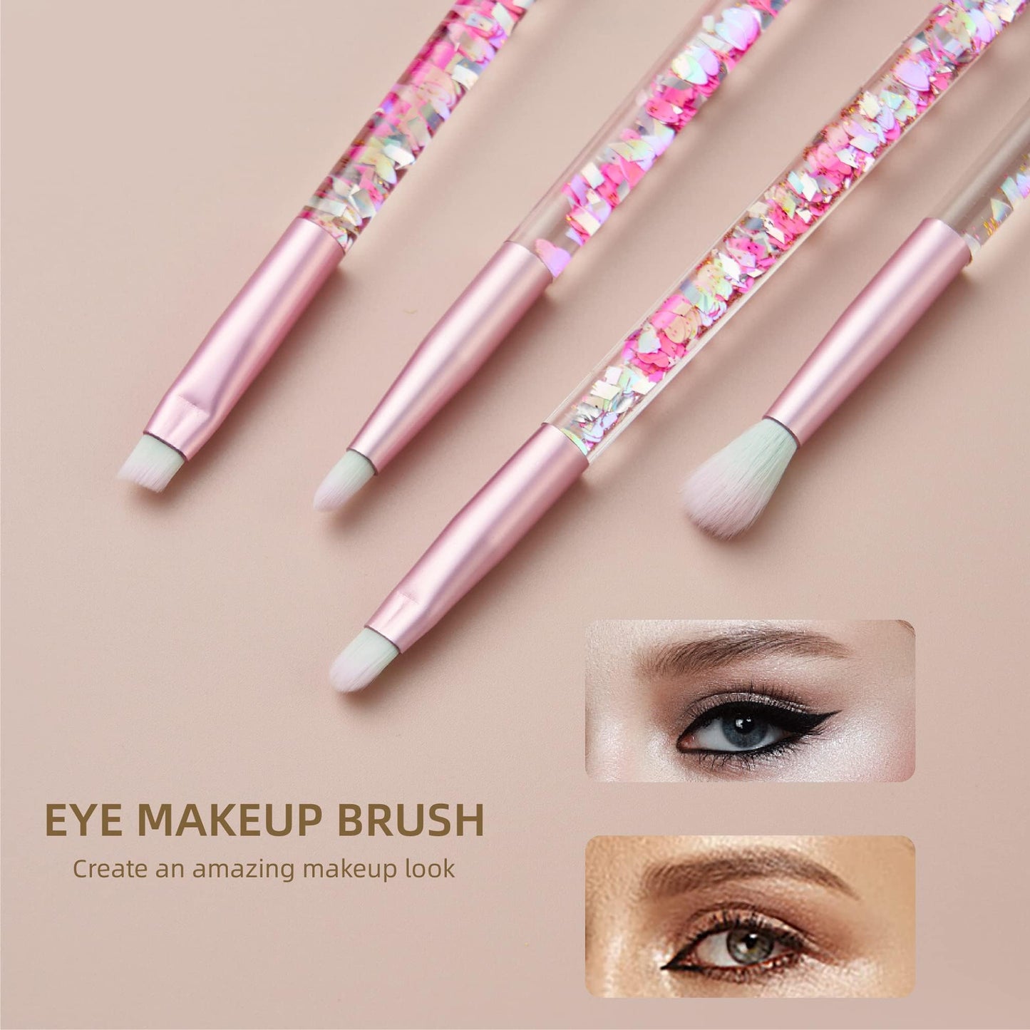 Hawetimher Makeup Brush Set Pink Glitter,Unicorn Foundation Sparkles Cute Fan Powder Blush Lip Highlight Eye shadow Eyebrow Makeup Brushes Set