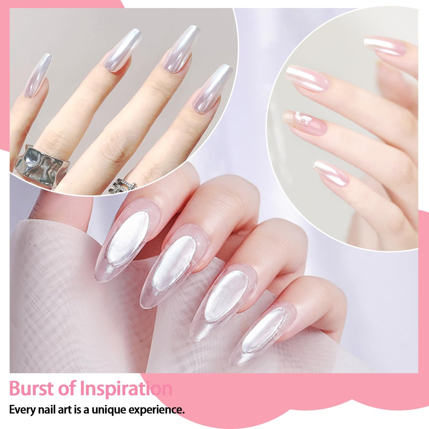 Allstarry Gold Chrome Nail Powder, 2pcs Metallic Mirror Effect Dust Glitter Glazed Manicure Decoration Reflective Pigment for Gel Polish Nail Art Beauty and Personal Care Allstarry