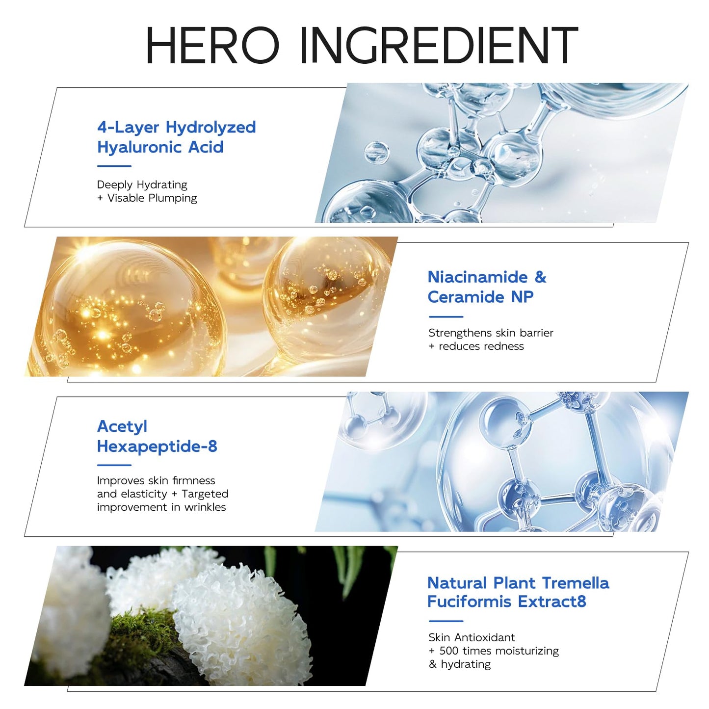 3% Hyaluronic Acid Serum for Face, Anti-Aging Hydrating Serum with 20,000 ppm Ceramide NP & 10,000ppm Acetyl Hexapeptide-8, Korean Skincare ultra