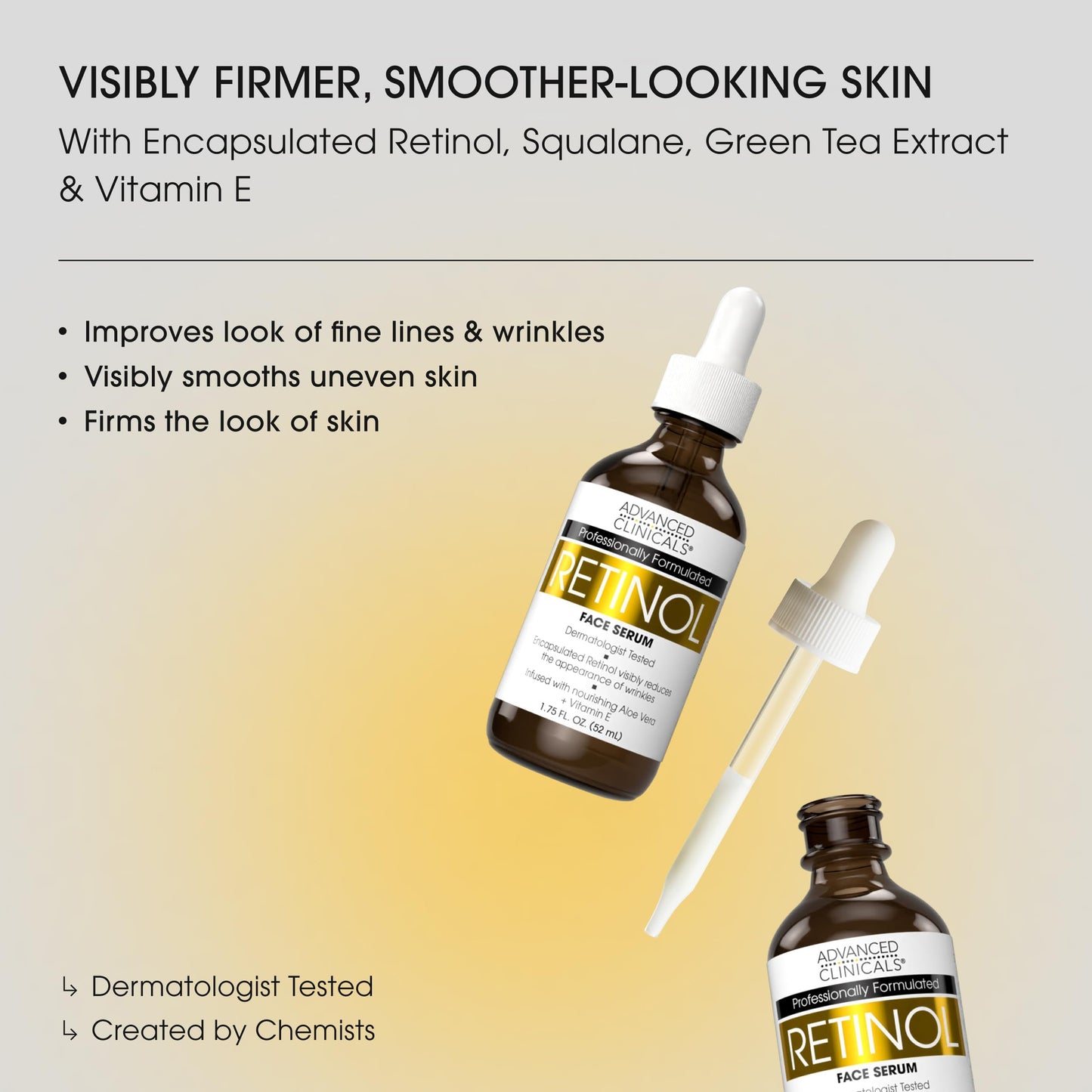 Advanced Clinicals Retinol Serum For Face | Visible Anti Aging Retinol Serum Skin Care Face Moisturizer With Vitamin E Helps Improve Look