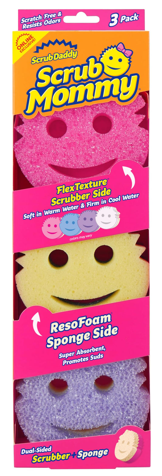 Scrub Daddy Scrub Mommy Sponges – Dual-Sided Non-Scratch Dish & Cleaning Sponges for Kitchen & Bathroom – 3 Count, Multi-Surface Safe