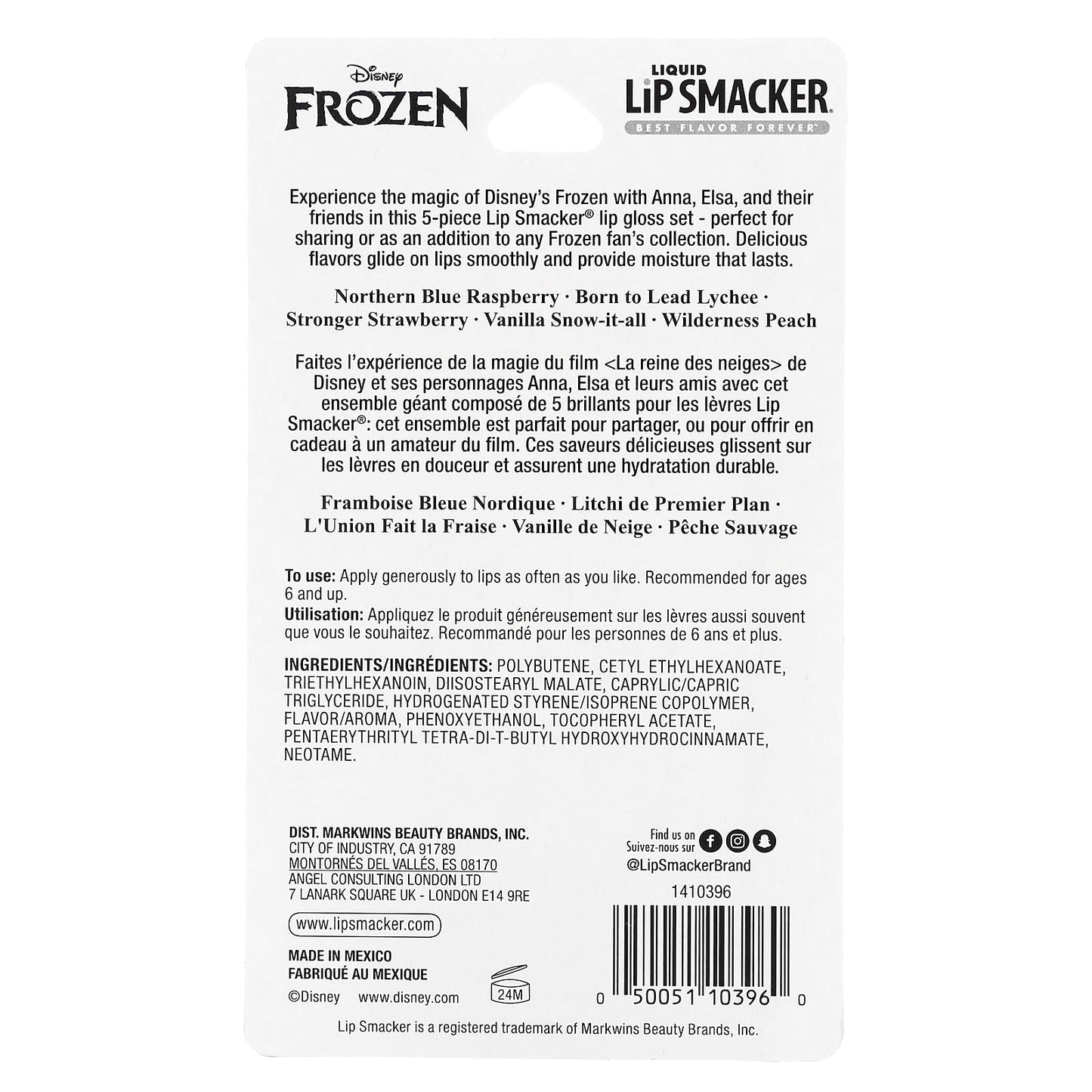 Lip Smacker Disney Frozen 2 Liquid Flavored Lip Balm Party Pack | Dry Lips | For Kids, Men, Women | Stocking Stuffer | Christmas Gift, Set of 5