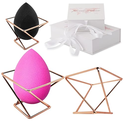 Première Classe Skincare - Beauty Sponge Holder - Rose Gold Foundation Beauty Blender Holder - Makeup Brush Organizer Rack Case - Vanity Storage