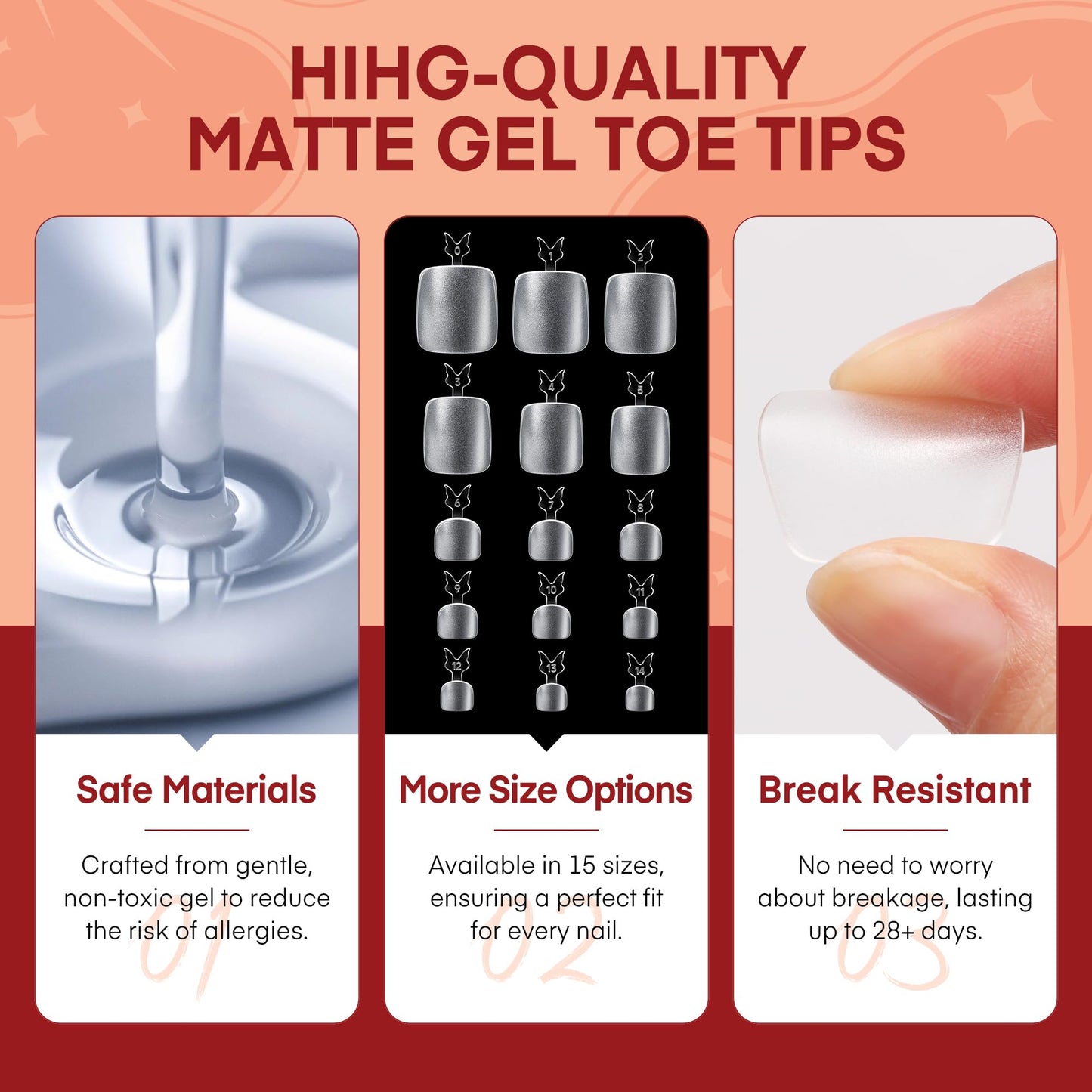 Luckyfairy Square Toe Nail Tips: Full Cover Big Wide Matte Fake Toe Nails 15Sizes Soft Gel Pre-shape Clear Gel Toe Nail Tips Press ons For Nail Beauty and Personal Care Luckyfairy