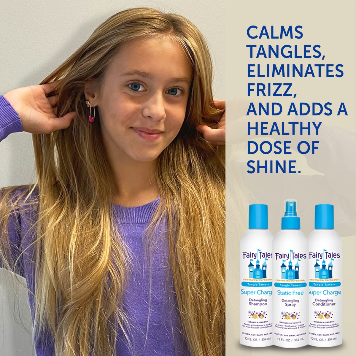 Fairy Tales Tangle Tamer Static Free Detangling Spray - Detangler Spray for Kids - Paraben Free, Sulfate Free, Gluten Free, Nut Free - 12 oz (3 Pack) Beauty and Personal Care Fairy Tales