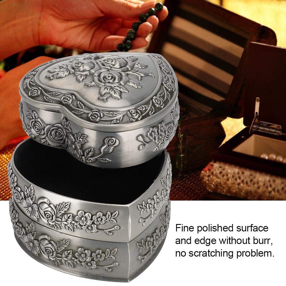 Vintage Heart Shape Jewelry Box,Household European Container Metal Treasure Chest Trinket Keepsake Jewelry Chests Box For Women And Girls (3 Layers)
