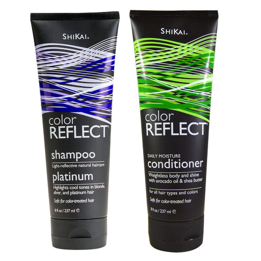 Shikai Color Reflect Platinum Shampoo and Shikai Color Reflect Daily Moisture Conditioner Bundle With Blue Malva, Avocado Oil, Panthenol (Provitamin