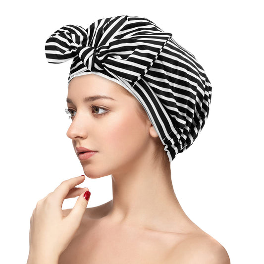 PRETFEORY Shower cap, Waterproof Reusable bonnet for Women take Shower Bathing SPA Make up Washing face (Stripe) Beauty and Personal Care PRETFEORY
