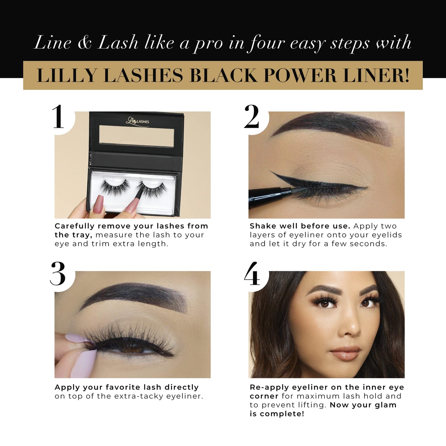 Lilly Lashes 2-in-1 Eyeliner and Lash Adhesive, Black, Waterproof, Long-lasting