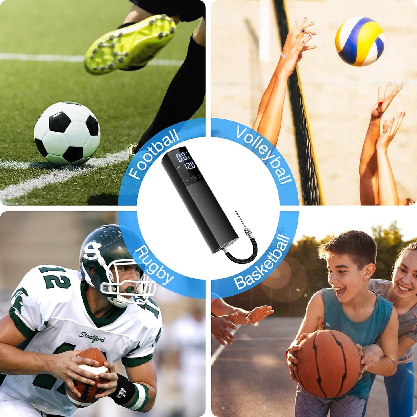 Electric Ball Pump,Smart Air Pump Portable Fast Ball Inflation with Accurate Pressure Gauge and Digital LCD Display for Basketball Football Soccer…