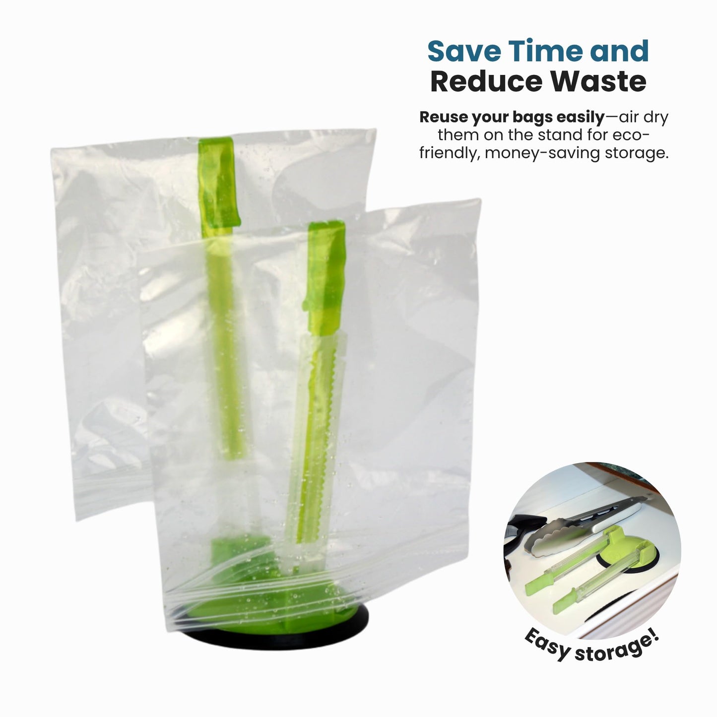 Baggy Rack - (6 Pack) Sandwich Bag Racks, Clip Food Storage Bags Onto Holder, Best Opener for Freezer & Storage Baggie - Ideal Plastic Kitchen, No…