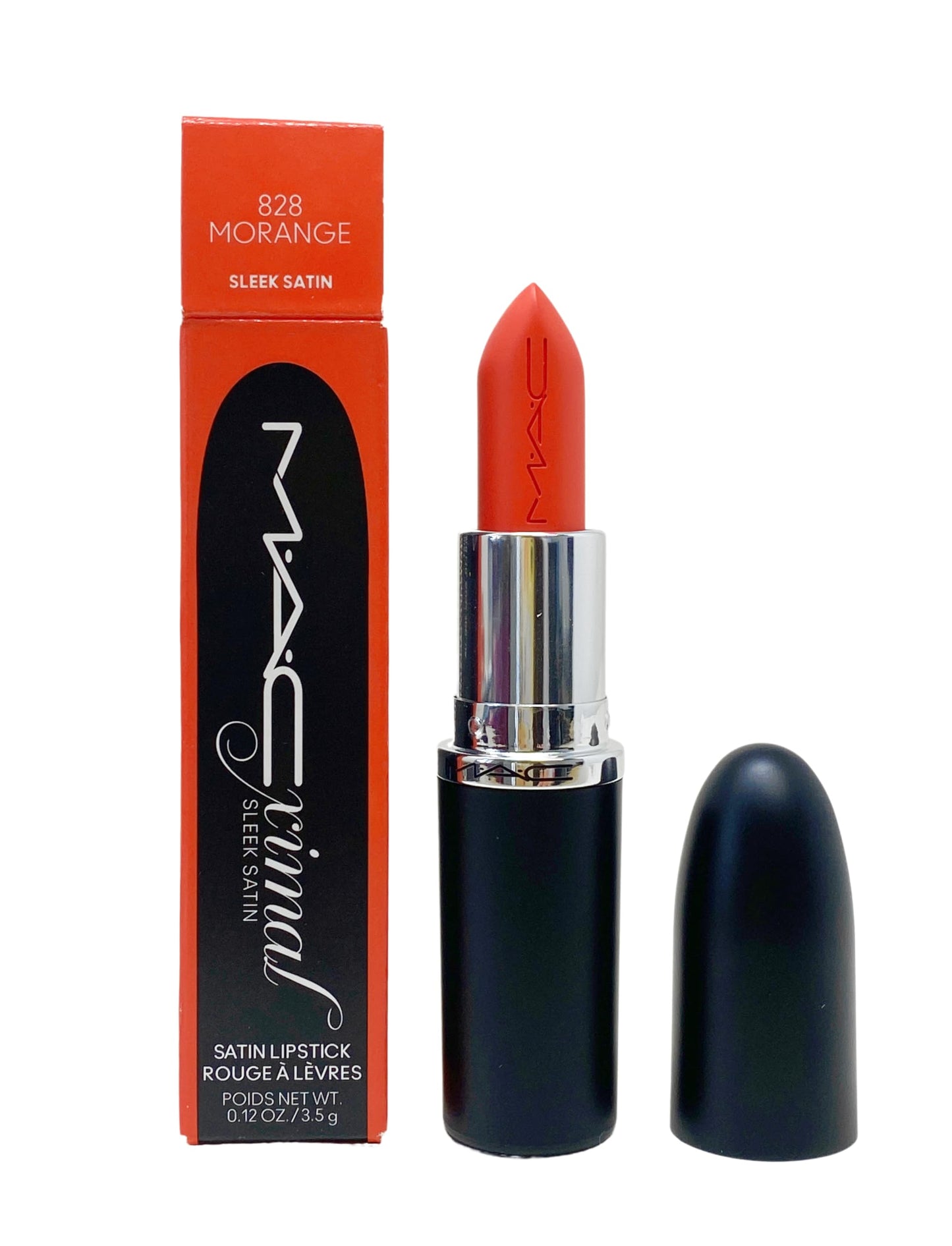 MAC Cosmetics Ximal Sleek Satin Lipstick - 828 Morange (Bright orange) 0.12 Oz / 3.5 g