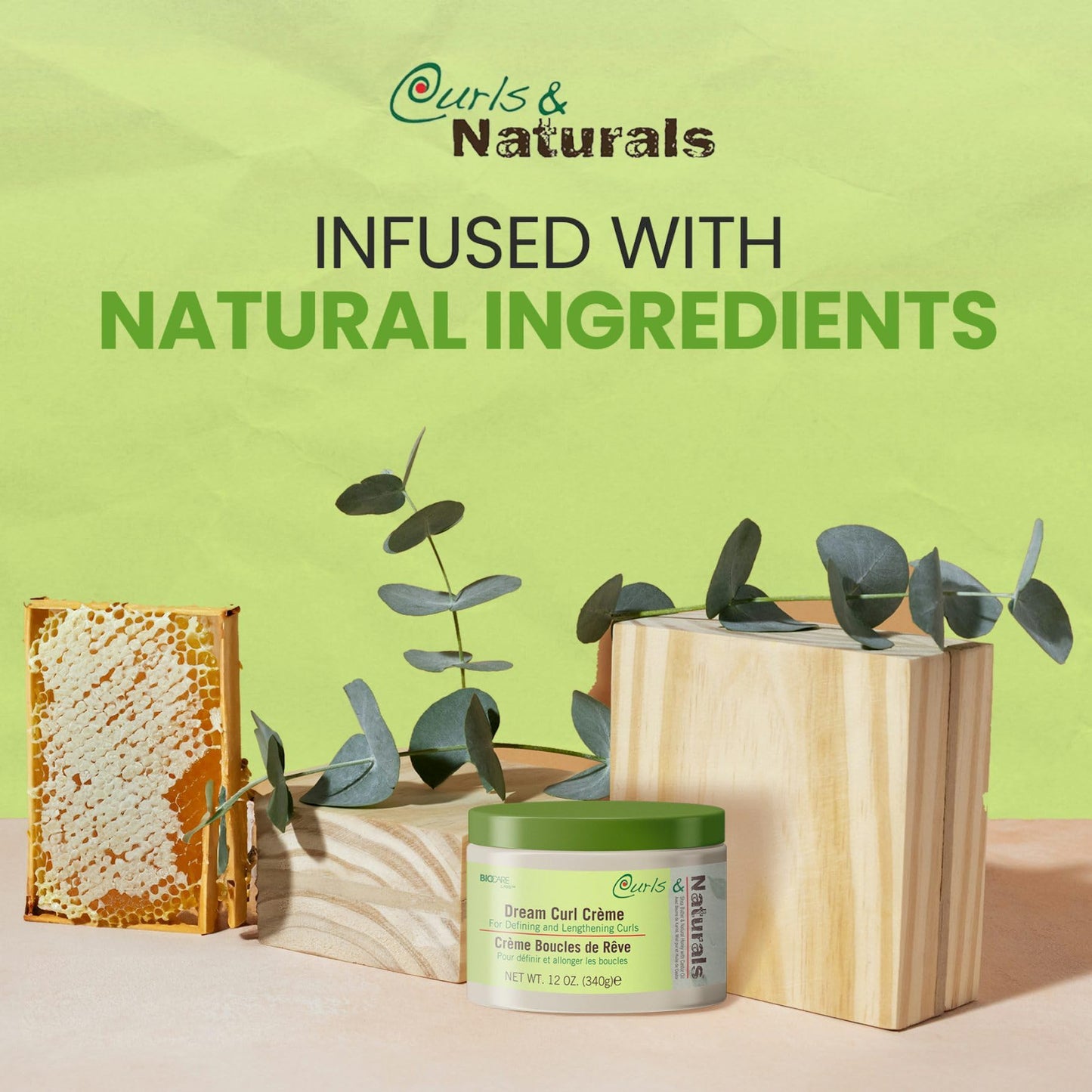 Curls & Naturals Dream Curl Cream with Shea Butter, Natural Honey, Castor Oil and Moroccan Argan Oil | Hydrating Cream that Defines and Lengthens